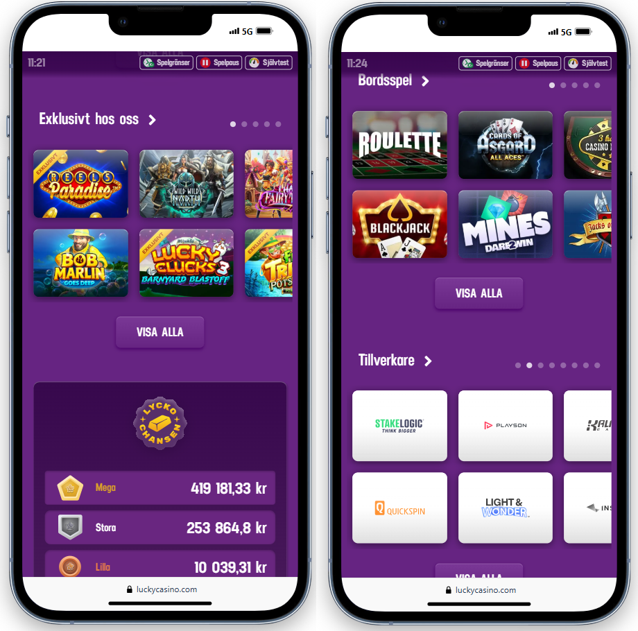 Lucky Casino erbjuder exklusiva spel och bordsspel online