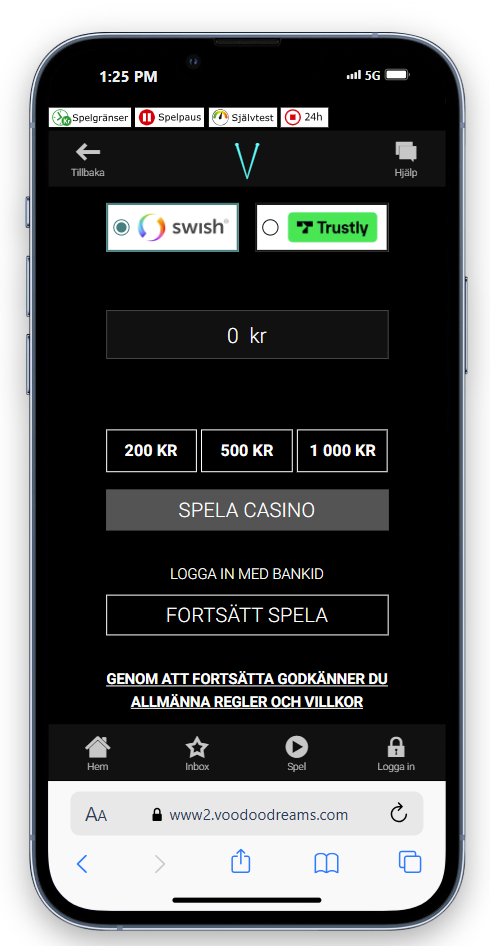VoodooDreams är ett Pay N Play casino där du kan enkelt registrera dig